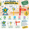 3 Pcs Wooden Baby Rattle Set – Colorful Handcrafted Rattle Toys for Kids