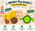 2 Pcs Wooden Pull Along Toy Combo – Animal & Snail Wooden Toys for Kids