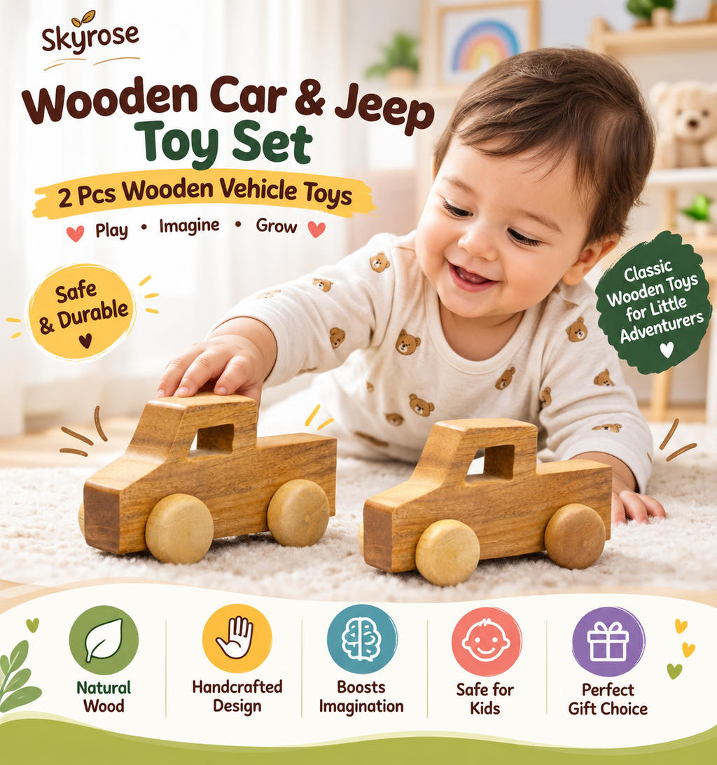 🚗Wooden Car & Jeep Toy Set – Handcrafted Wooden Vehicle Toys for Kids