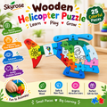 🚁Wooden Helicopter Jigsaw Puzzle – Numbered Educational Toy for Kids