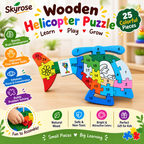 🚁Wooden Helicopter Jigsaw Puzzle – Numbered Educational Toy for Kids