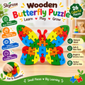 🦋Wooden Butterfly Jigsaw Puzzle for Kids – 26-Piece Educational Learning Toy
