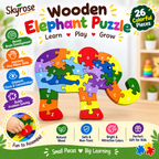 🐘 Wooden Elephant Alphabet Puzzle for Kids | Educational Learning Toy 🧩