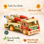 🚀Handcrafted Wooden Rocket Launcher Truck Toy for Kids