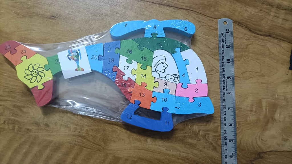🚁Wooden Helicopter Jigsaw Puzzle – Numbered Educational Toy for Kids