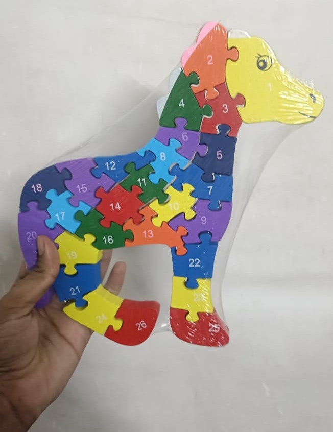 🐶Wooden Dog Puzzle – Colorful Educational Toy for Kids