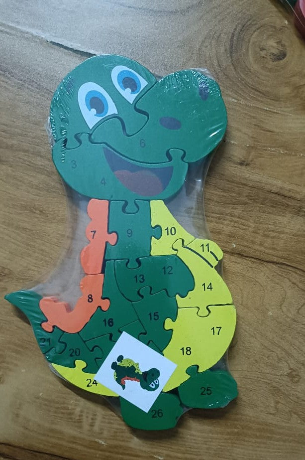 🐊Wooden Crocodile Jigsaw Puzzle – Colorful Numbered Animal Puzzle Toy