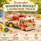 🚀Handcrafted Wooden Rocket Launcher Truck Toy for Kids