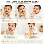 Wooden Baby Rattle & Teether Set – 5-Piece Natural Neem Wood Toy Combo