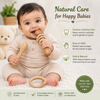🧸Neem Wood Baby Teether & Rattle Set – 3-Piece Natural Wooden Teething Toy Combo