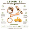 Wooden Baby Rattle & Teether Set – 5-Piece Natural Neem Wood Toy Combo