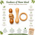 🧸Neem Wood Baby Teether & Rattle Set – 3-Piece Natural Wooden Teething Toy Combo