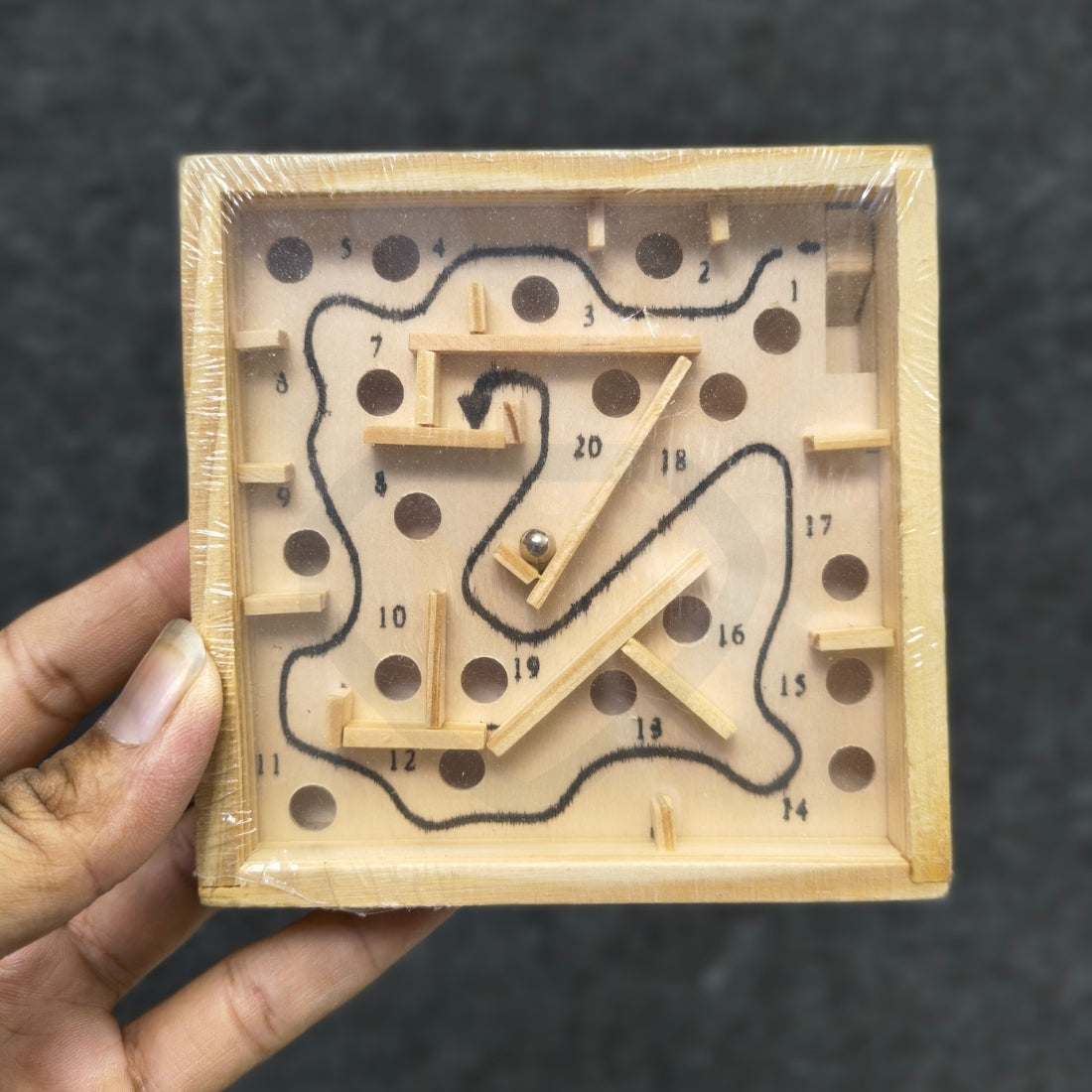 Wooden Labyrinth Maze Game 5 Inch – Metal Ball Puzzle Toy for Kids