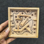Wooden Labyrinth Maze Game 5 Inch – Metal Ball Puzzle Toy for Kids