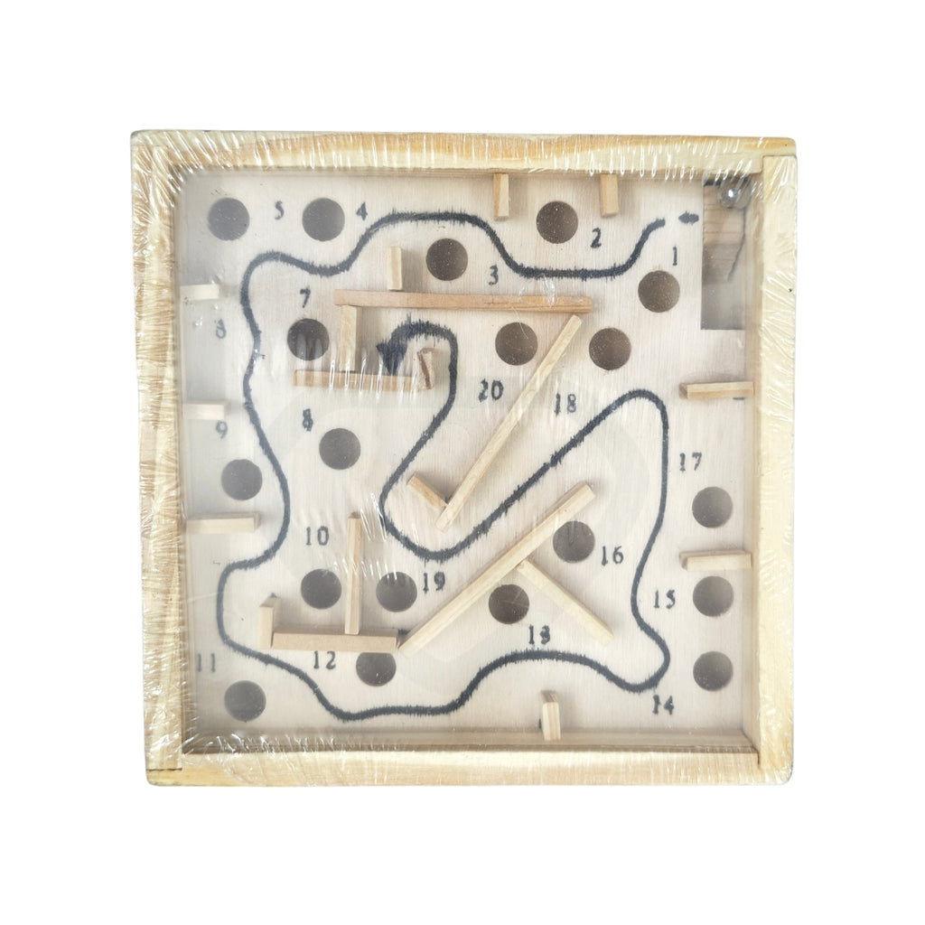 Wooden Labyrinth Maze Game 5 Inch – Metal Ball Puzzle Toy for Kids