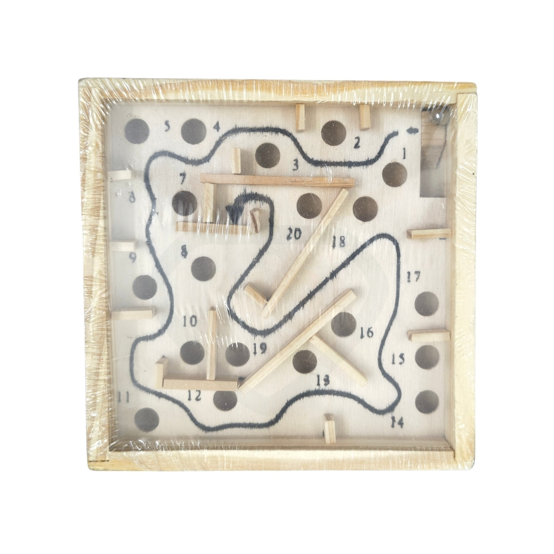Wooden Labyrinth Maze Game 5 Inch – Metal Ball Puzzle Toy for Kids