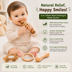 🧸4-in-1 Neem Wood Baby Teething & Rattle Toy Set – Natural Wooden Sensory Toys
