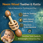 5 Pcs Wooden Baby Toy Combo – Neem Wood Teether, Ring Toys & Wooden Spoon