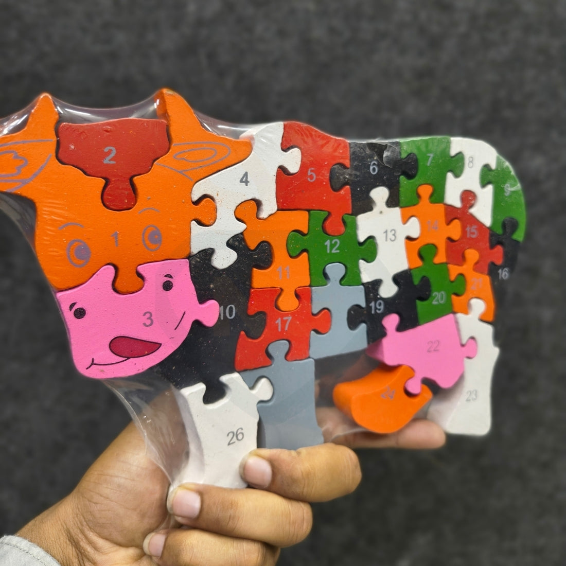 🐄Wooden Cow Puzzle – Colorful Educational Toy for Kids