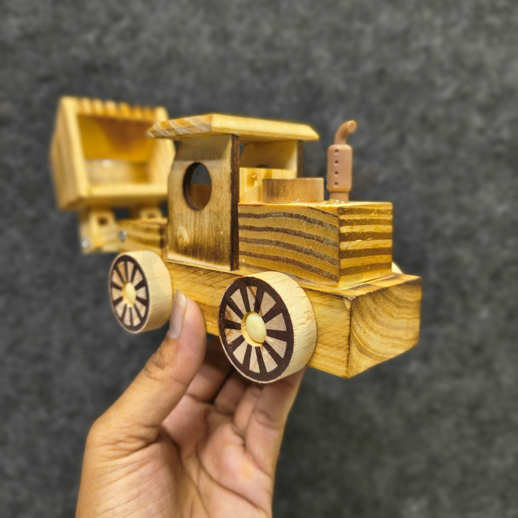 Handcrafted Wooden Construction Truck Toy with Front Loader – 10 Inch Wooden Vehicle