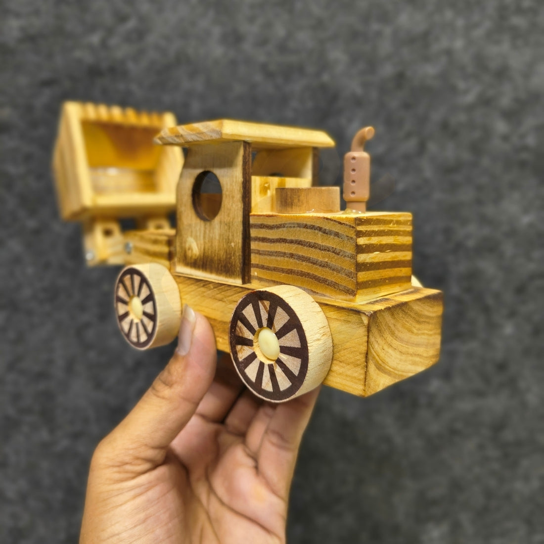 Handcrafted Wooden Construction Truck Toy with Front Loader – 10 Inch Wooden Vehicle