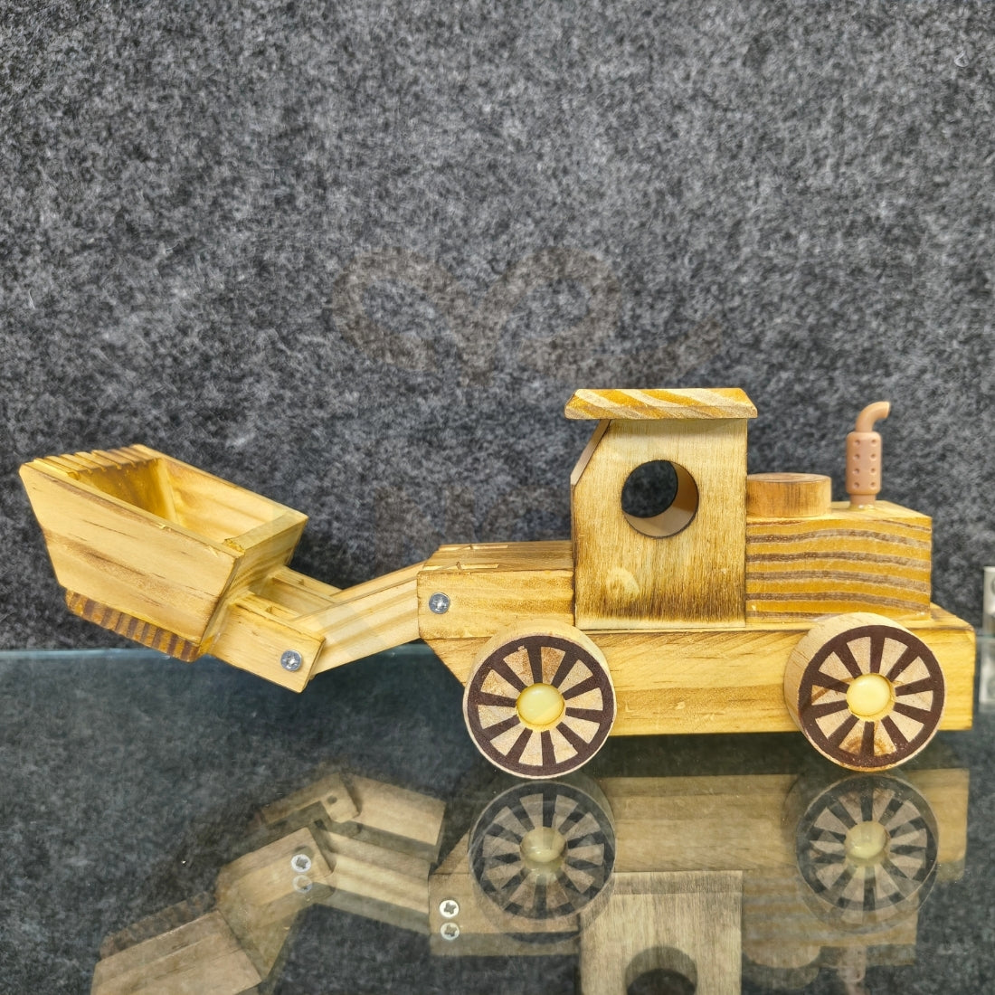 Handcrafted Wooden Construction Truck Toy with Front Loader – 10 Inch Wooden Vehicle