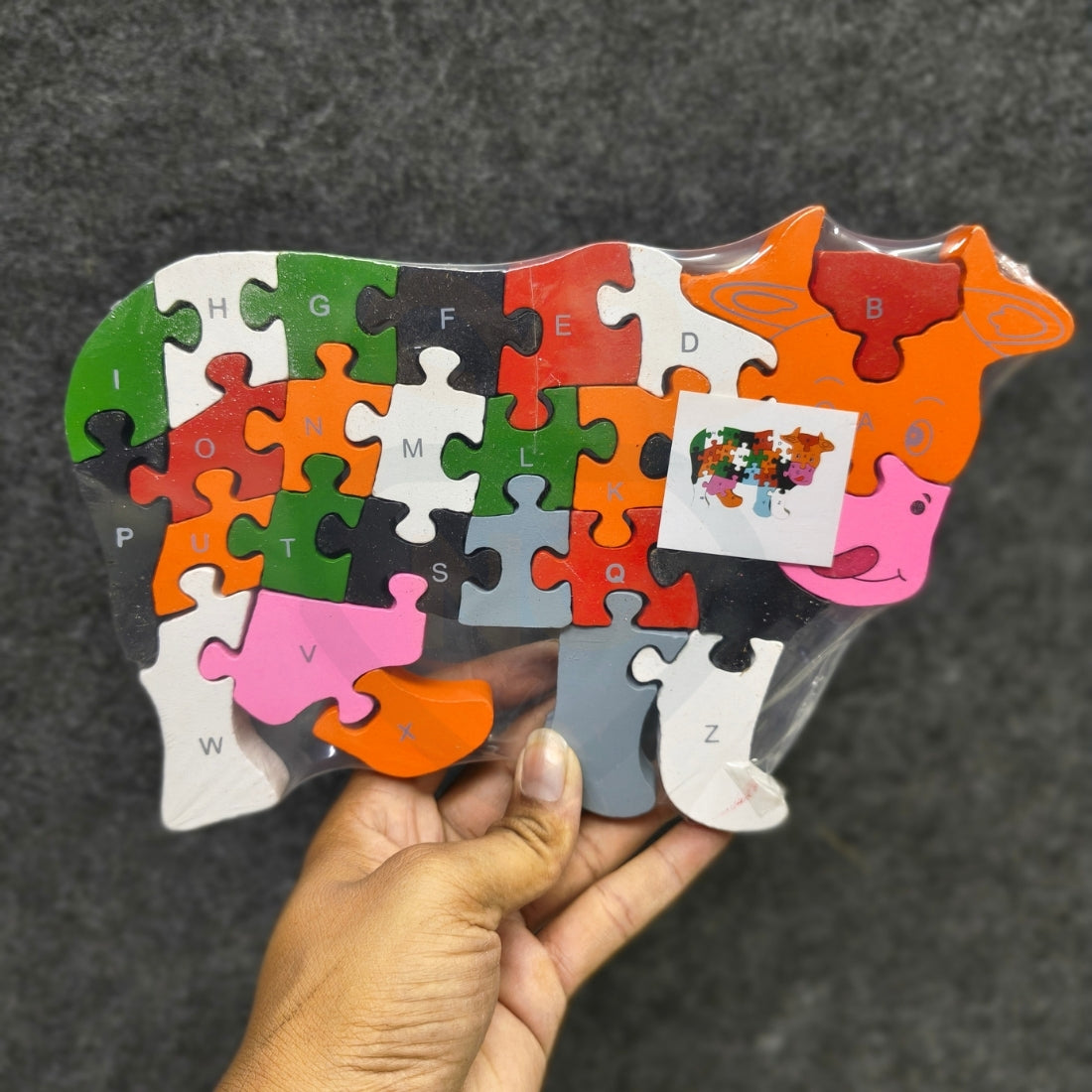 🐄Wooden Cow Puzzle – Colorful Educational Toy for Kids