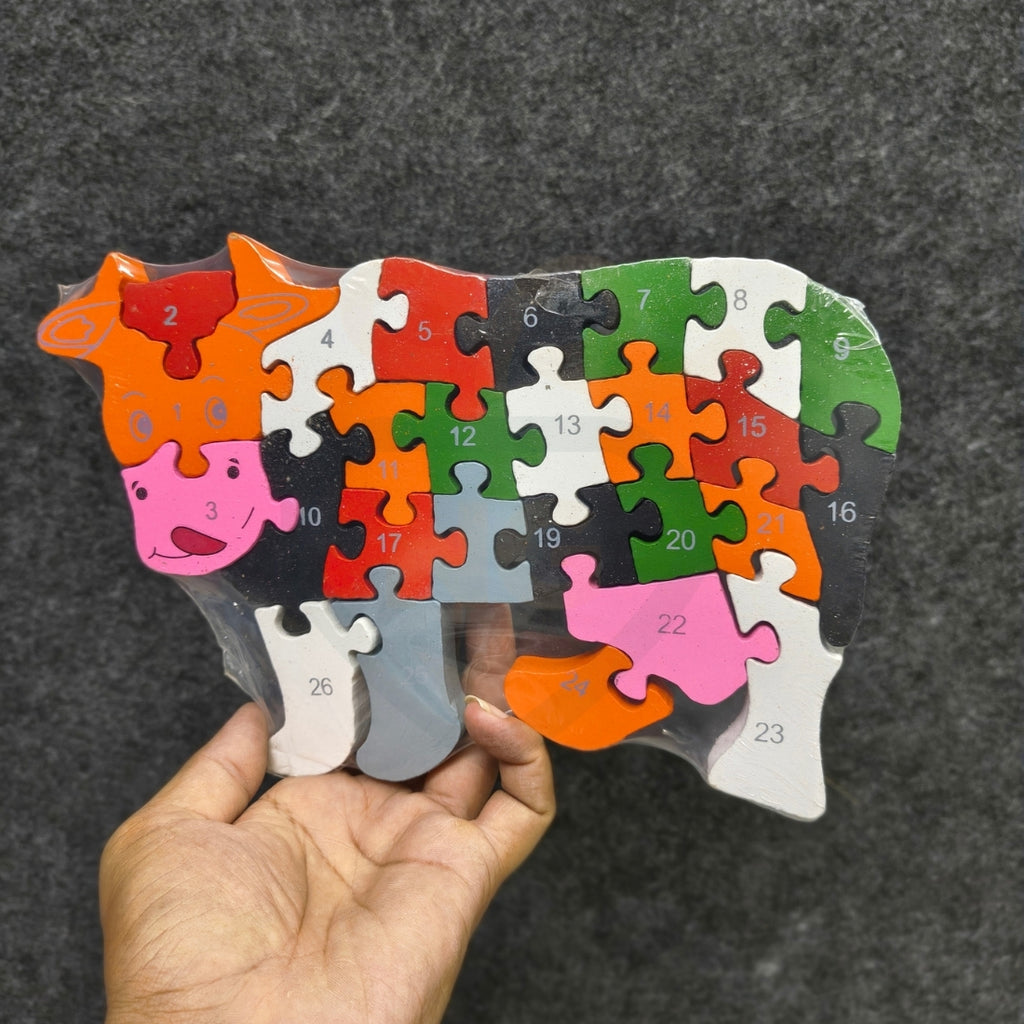 🐄Wooden Cow Puzzle – Colorful Educational Toy for Kids