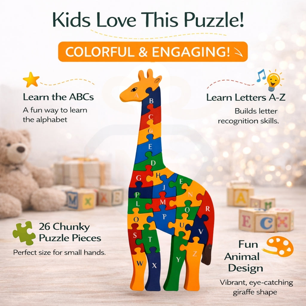 🦒Wooden Giraffe Alphabet Puzzle for Kids | Educational Learning Toy