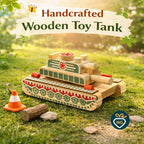 Handcrafted Wooden Toy Tank for Kids – Wooden Tank with Moving Turret