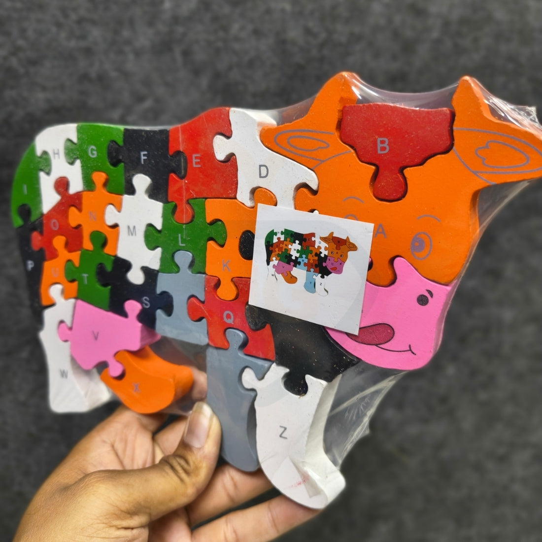 🐄Wooden Cow Puzzle – Colorful Educational Toy for Kids