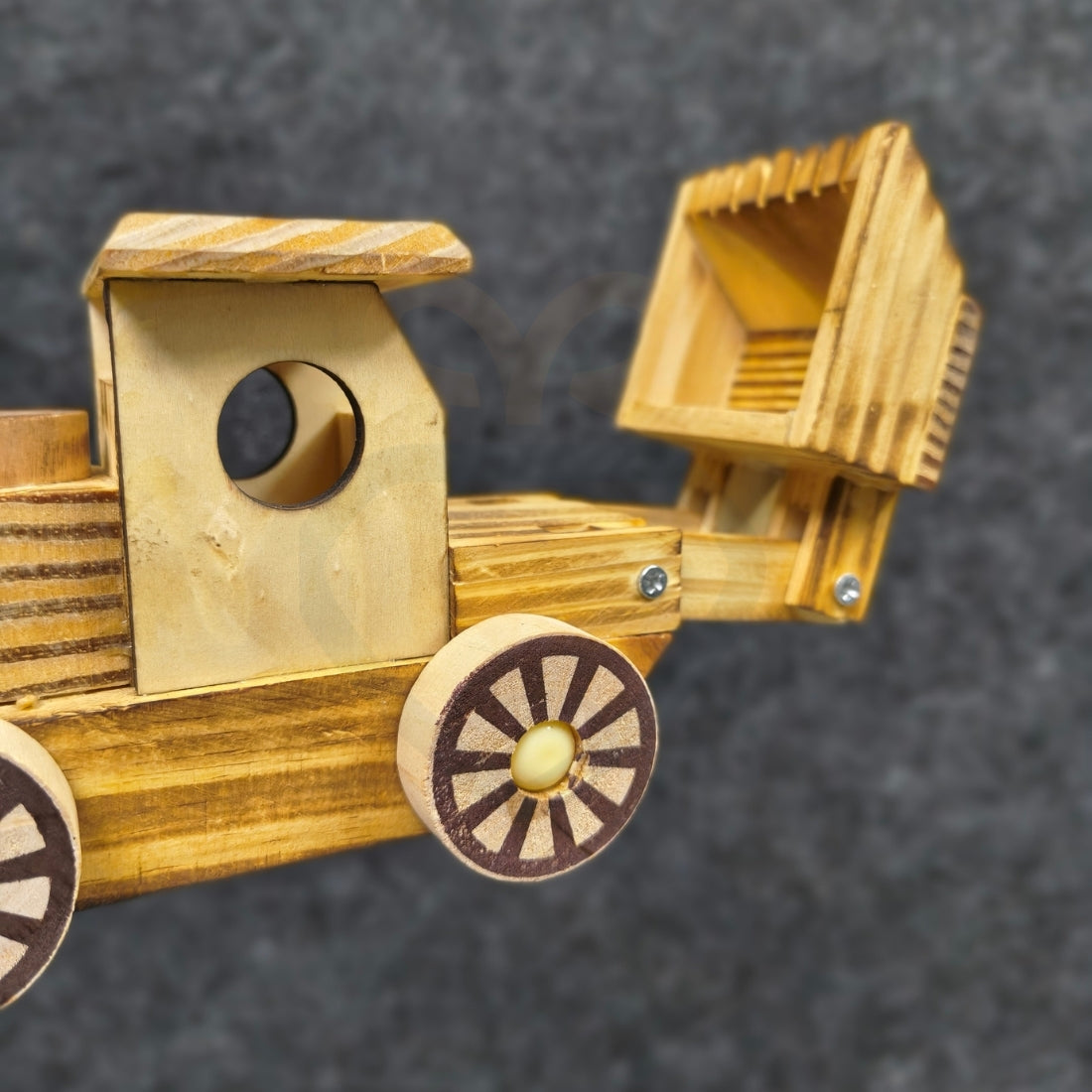 Handcrafted Wooden Construction Truck Toy with Front Loader – 10 Inch Wooden Vehicle