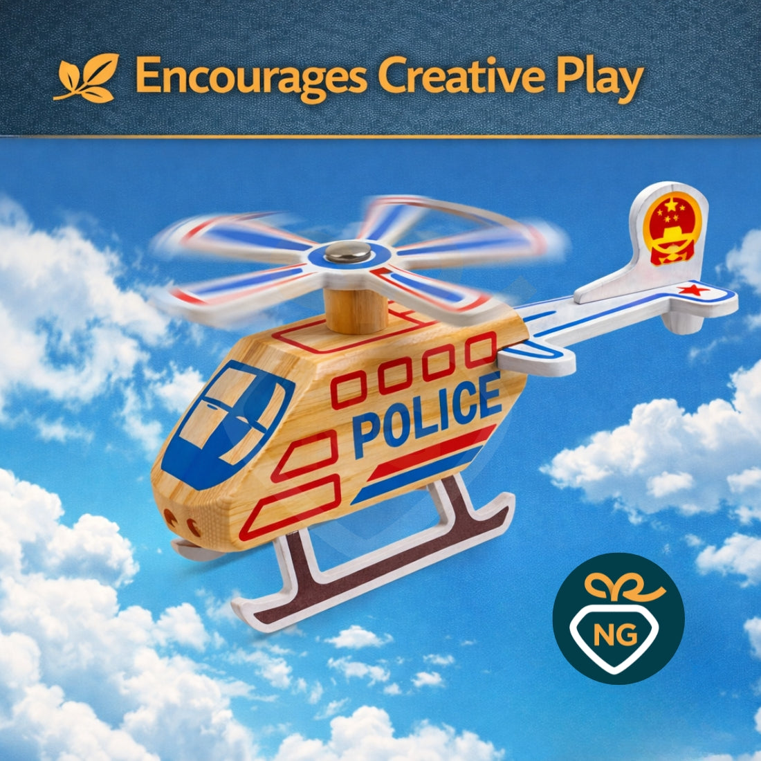 🚁Wooden Helicopter Learning Toy – Montessori-Inspired Educational Toy for Kids