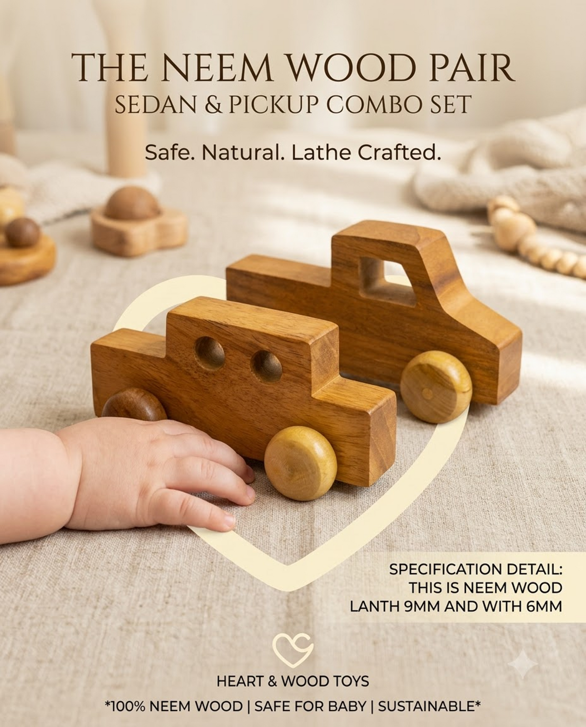 🚗Wooden Car & Jeep Toy Set – Handcrafted Wooden Vehicle Toys for Kids