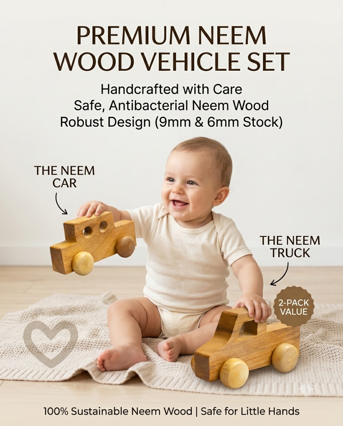 🚗Wooden Car & Jeep Toy Set – Handcrafted Wooden Vehicle Toys for Kids