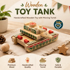 Handcrafted Wooden Toy Tank for Kids – Wooden Tank with Moving Turret